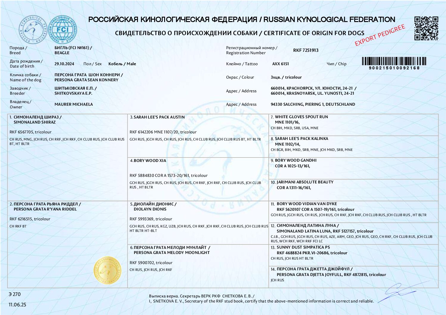 Grisu's Pedigree